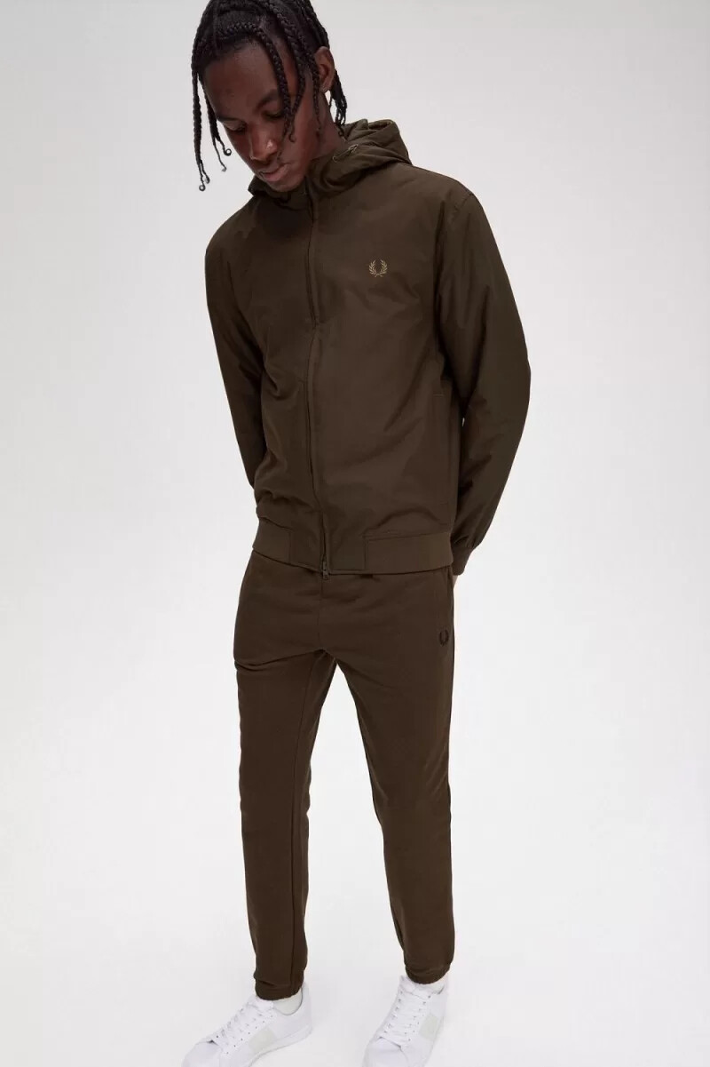 fred perry giacca imbottita con cappuccio brentham da uomo tabacco bruciato