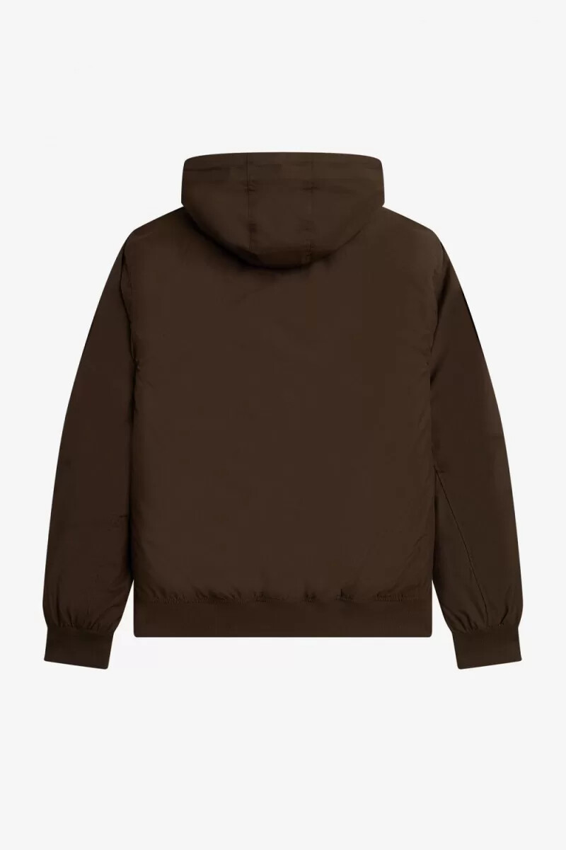 fred perry giacca imbottita con cappuccio brentham da uomo tabacco bruciato