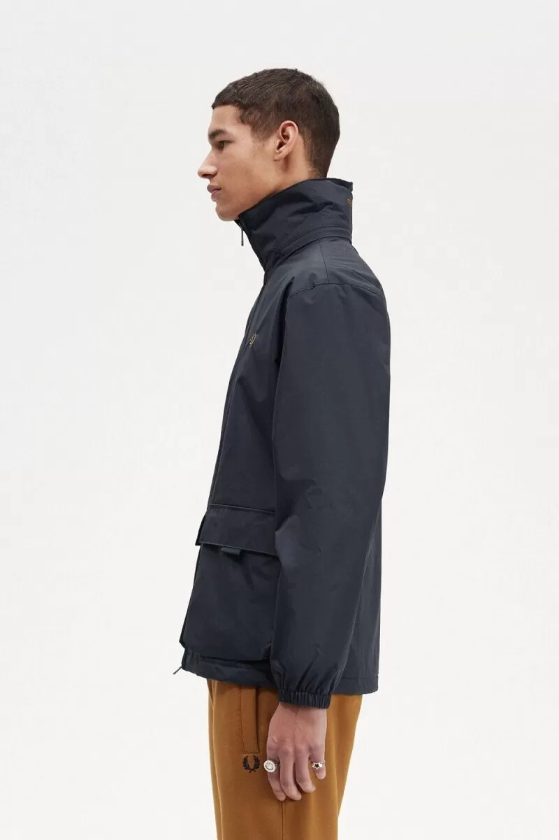 giacche da uomo fred perry patch pocket zip through blu navy