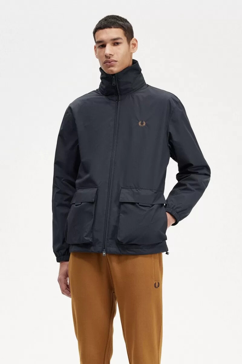 giacche da uomo fred perry patch pocket zip through blu navy