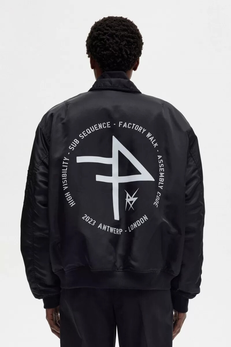 fred perry printed flight jackets da uomo nero