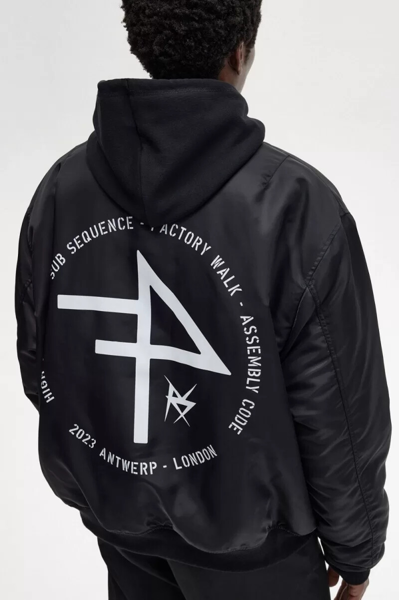 fred perry printed flight jackets da uomo nero