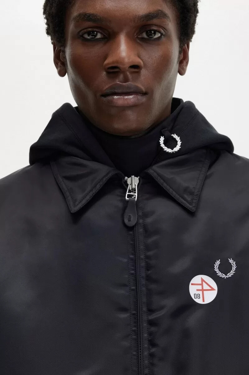 fred perry printed flight jackets da uomo nero