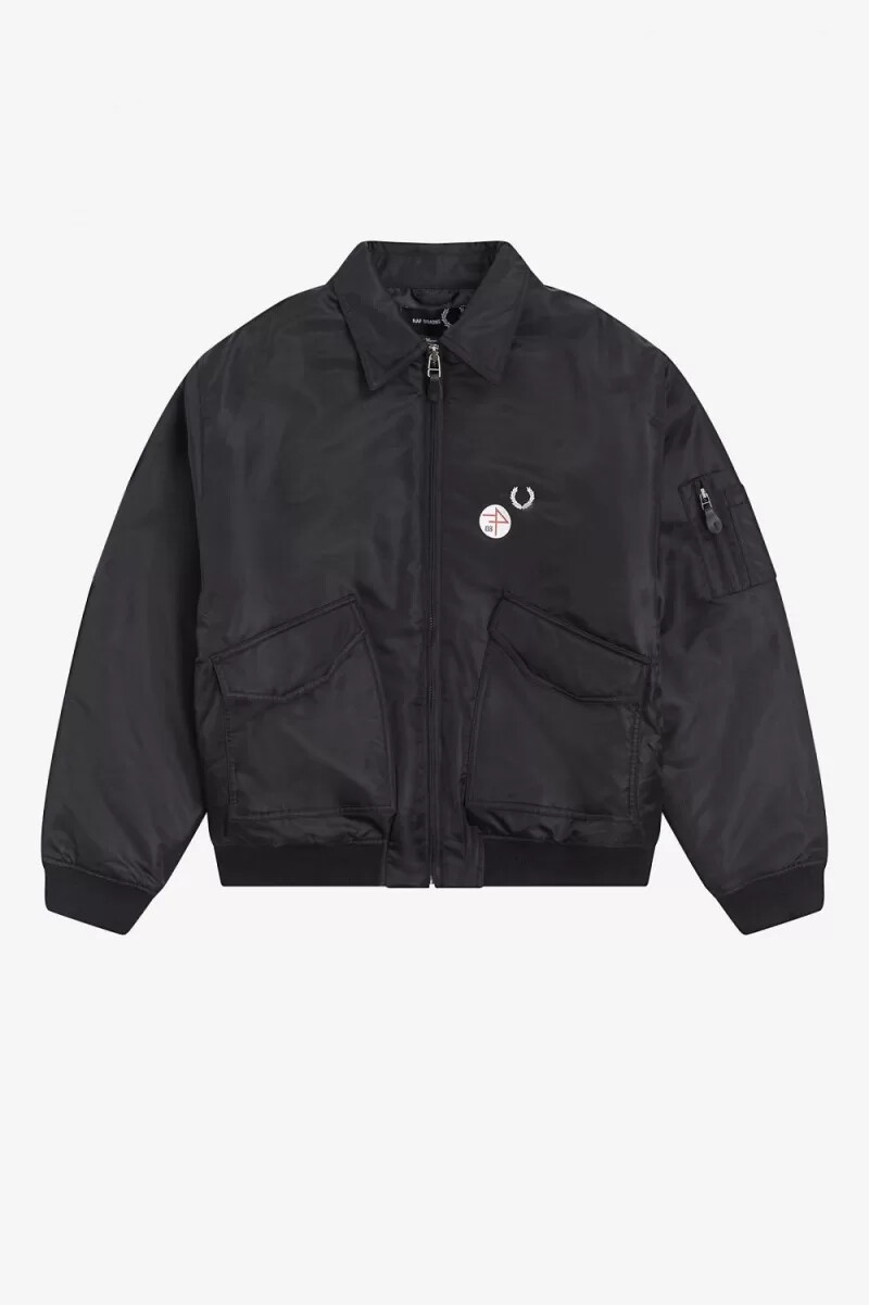 fred perry printed flight jackets da uomo nero