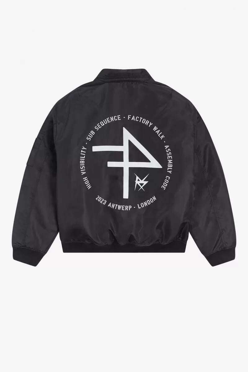 fred perry printed flight jackets da uomo nero