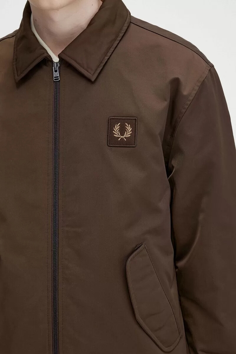 giacche trapuntate con cerniera da uomo fred perry color tabacco bruciato