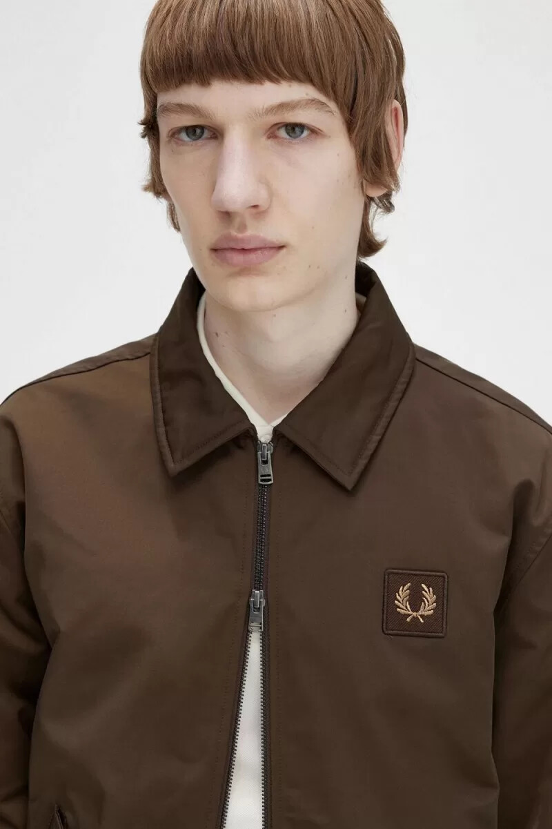 giacche trapuntate con cerniera da uomo fred perry color tabacco bruciato