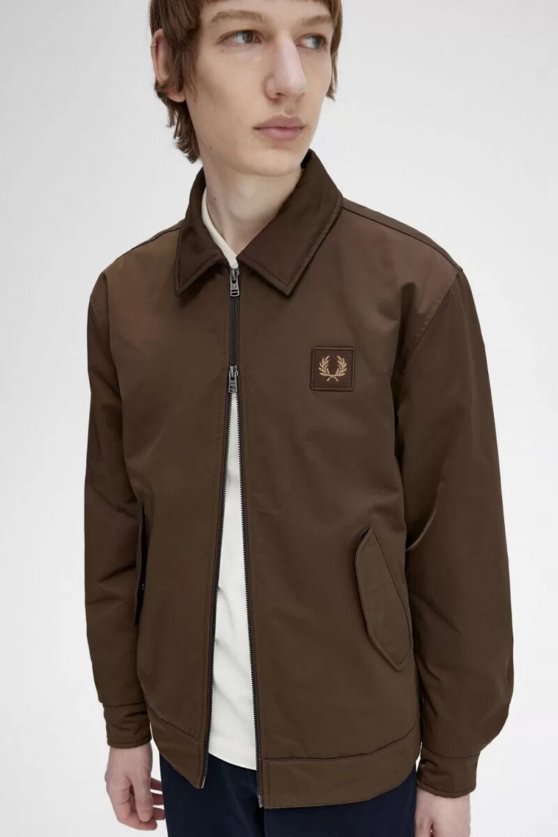 giacche trapuntate con cerniera da uomo fred perry color tabacco bruciato