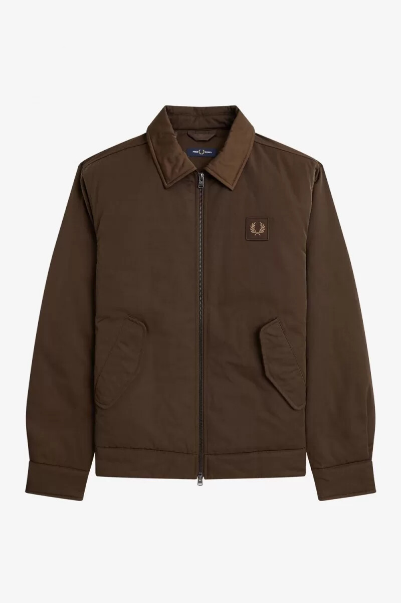 giacche trapuntate con cerniera da uomo fred perry color tabacco bruciato