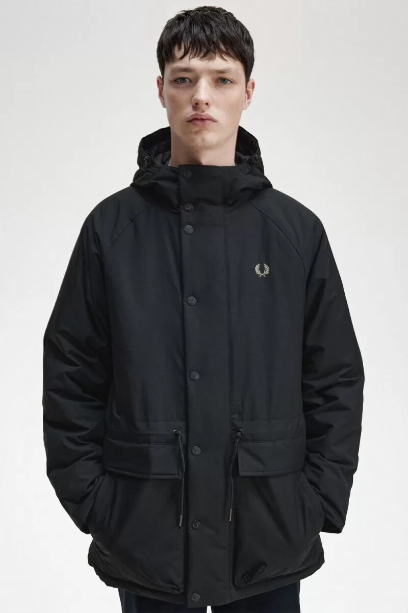 fred perry giacca imbottita con cerniera da uomo nera