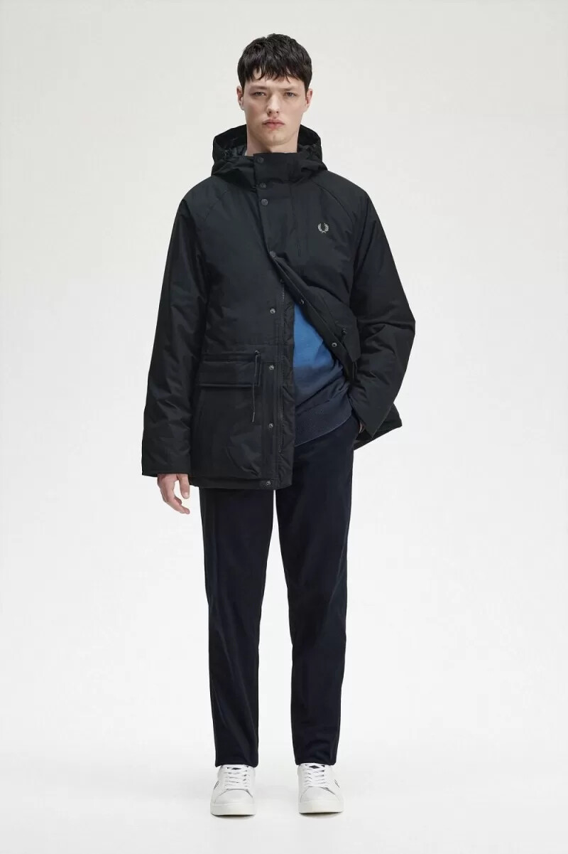 fred perry giacca imbottita con cerniera da uomo nera