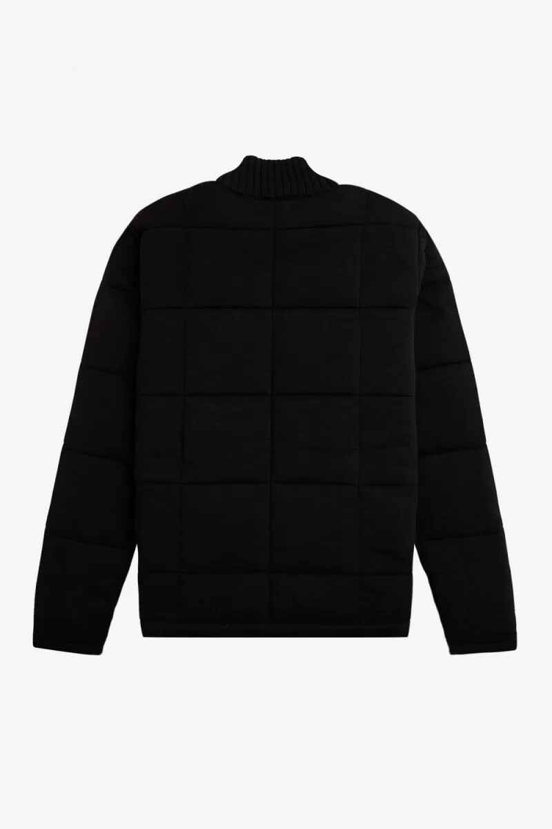 fred perry quilted knitted jackets uomo nero