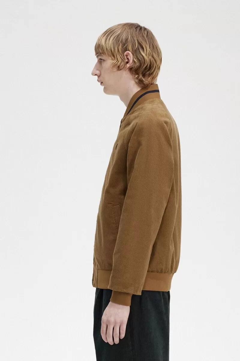 fred perry waffle cord tennis bomber da uomo marrone