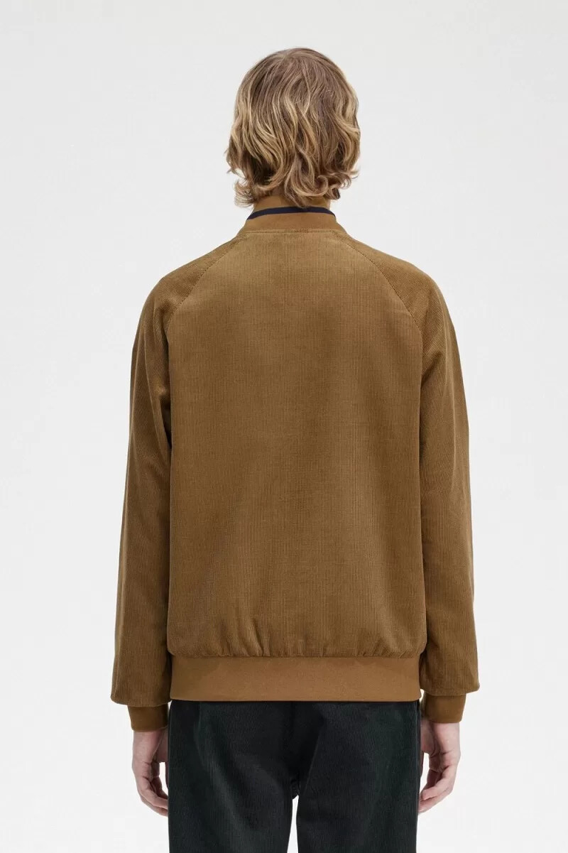 fred perry waffle cord tennis bomber da uomo marrone