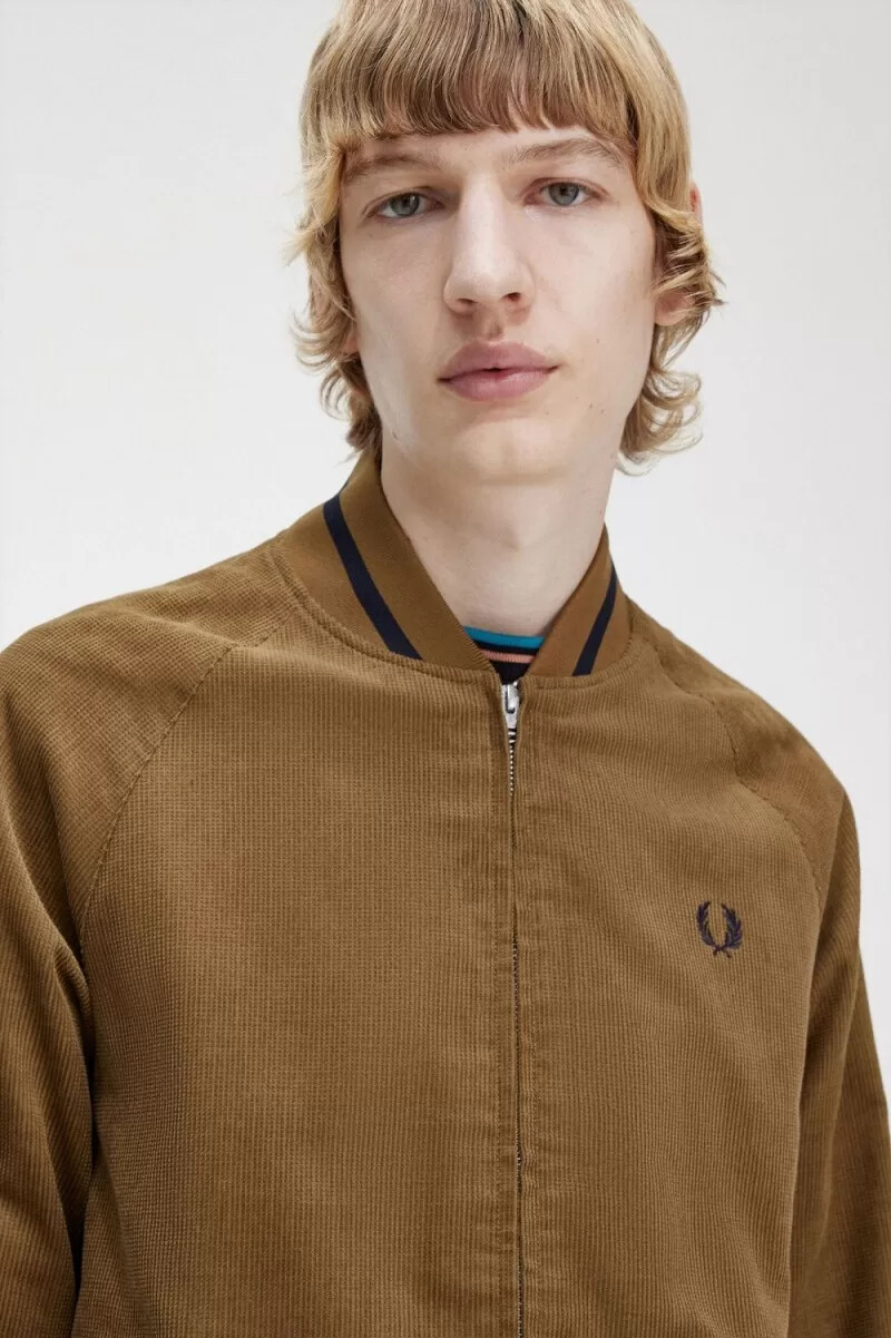 fred perry waffle cord tennis bomber da uomo marrone