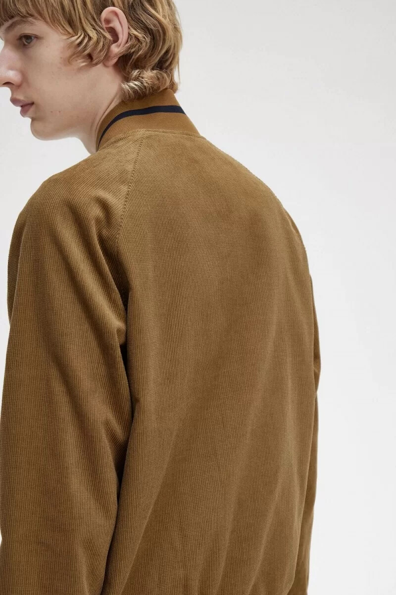fred perry waffle cord tennis bomber da uomo marrone