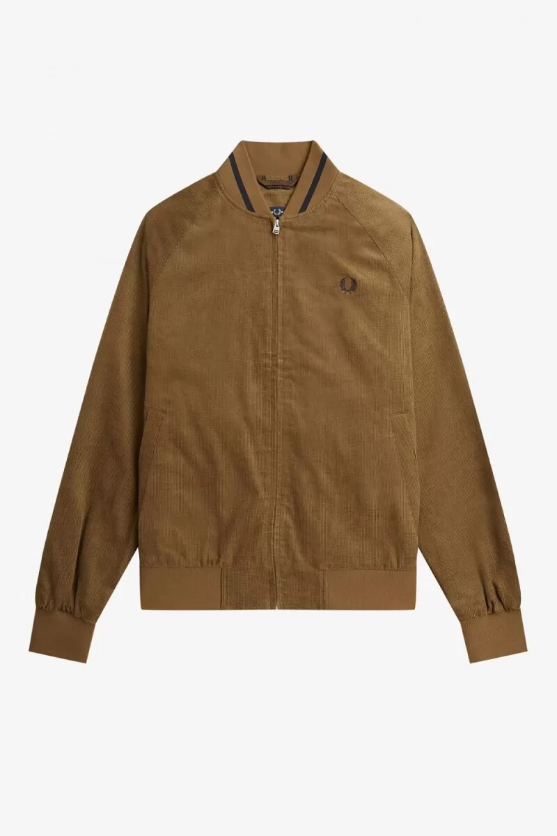 fred perry waffle cord tennis bomber da uomo marrone