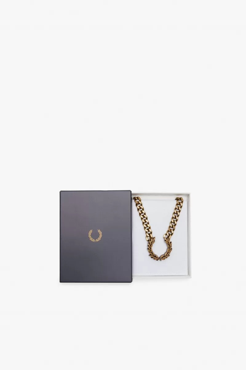 collana fred perry chunky laurel wreath da donna in oro
