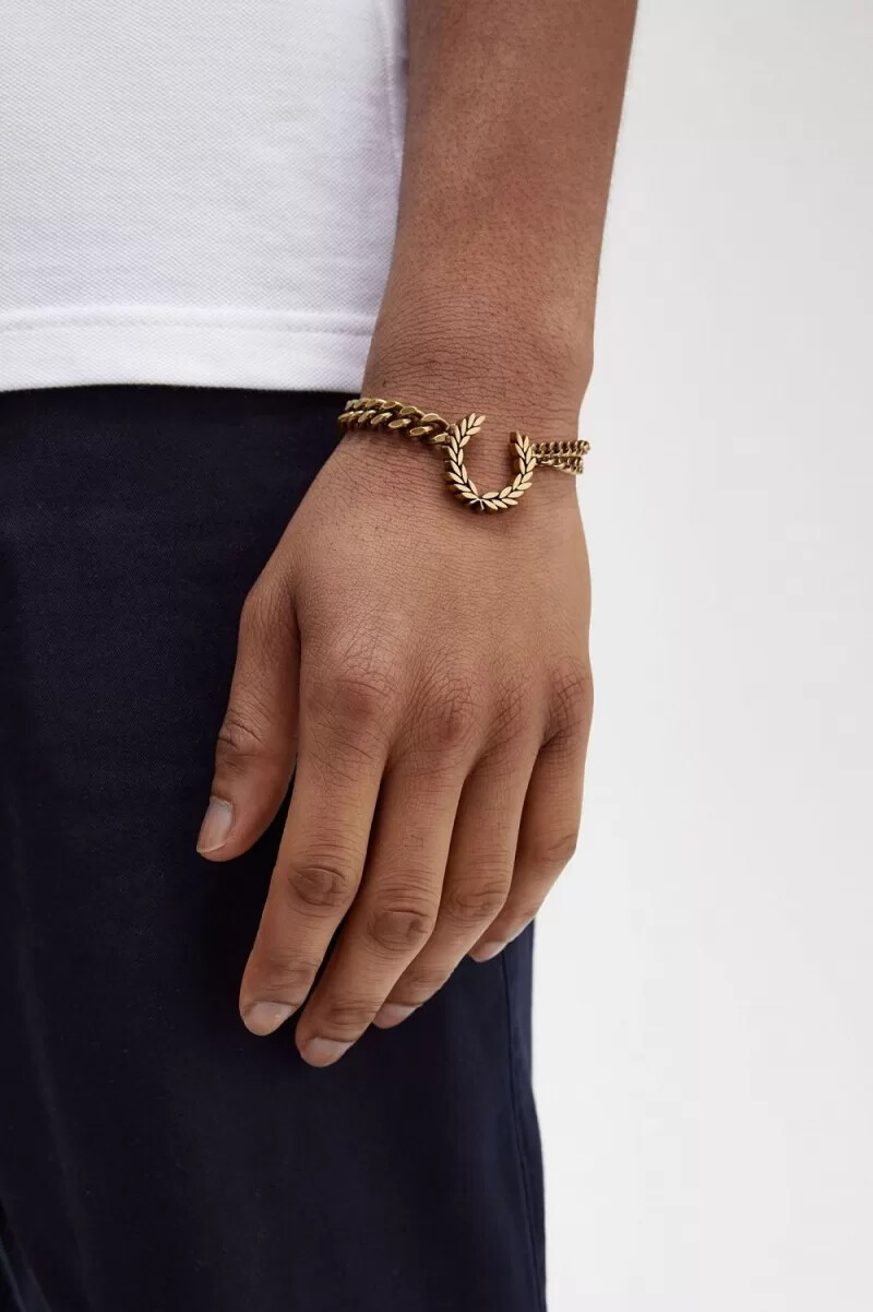 bracciale fred perry double chain laurel wreath da donna in oro