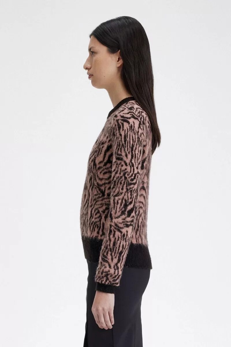 maglione da donna fred perry zebra rosa antico