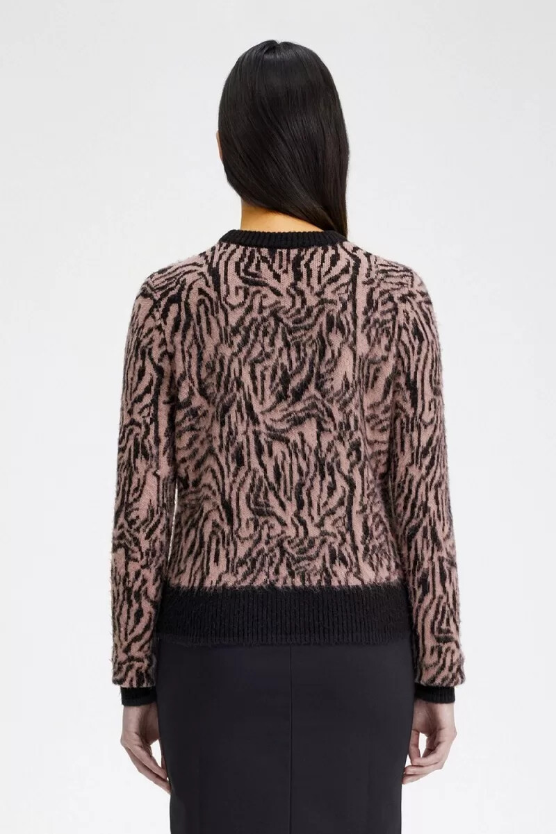 maglione da donna fred perry zebra rosa antico
