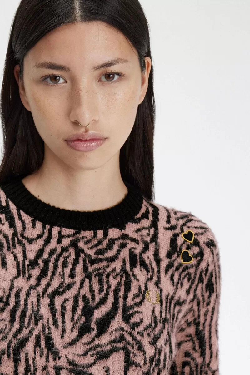 maglione da donna fred perry zebra rosa antico