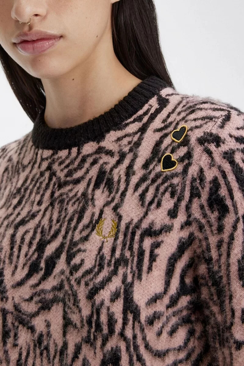 maglione da donna fred perry zebra rosa antico