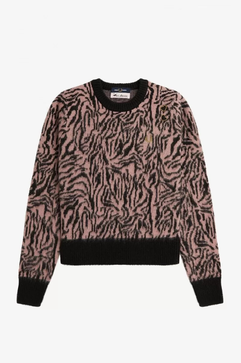 maglione da donna fred perry zebra rosa antico