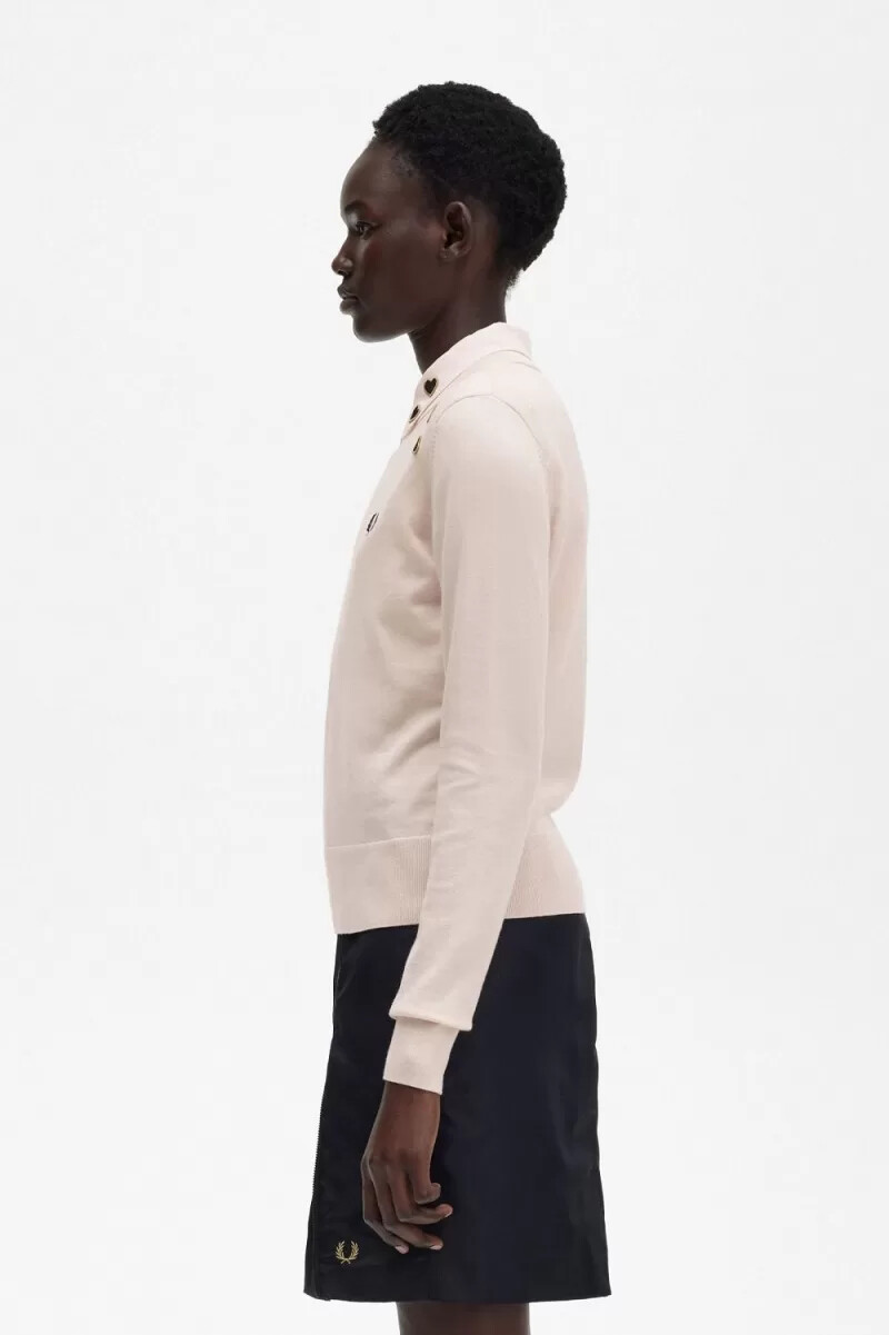 maglione da donna ricamato fred perry rosa latte