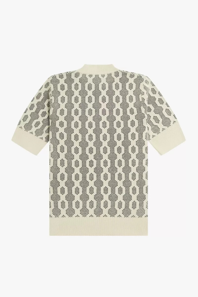 maglione a maniche corte da donna fred perry open-knit oatmeal