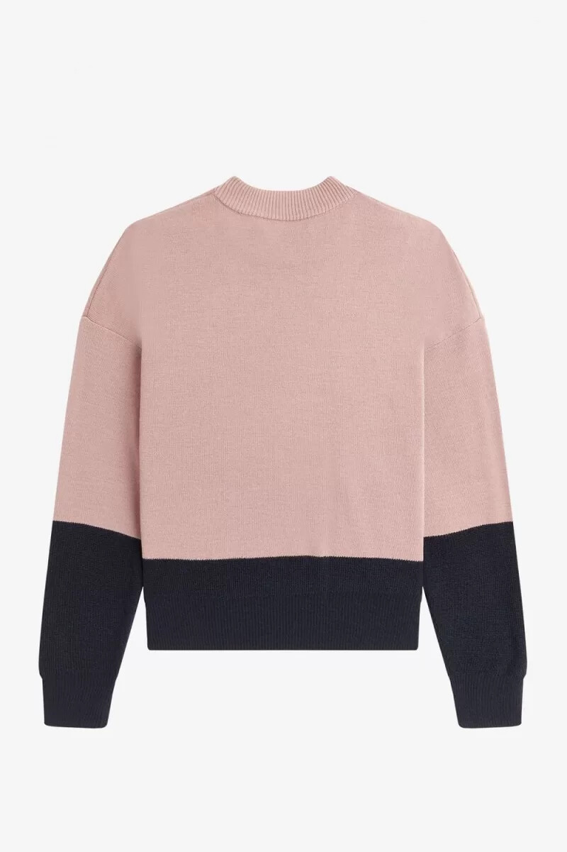 maglione da donna fred perry color block rosa antico