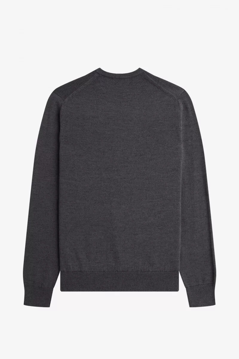 maglione girocollo classico da uomo fred perry grigio scuro mélange