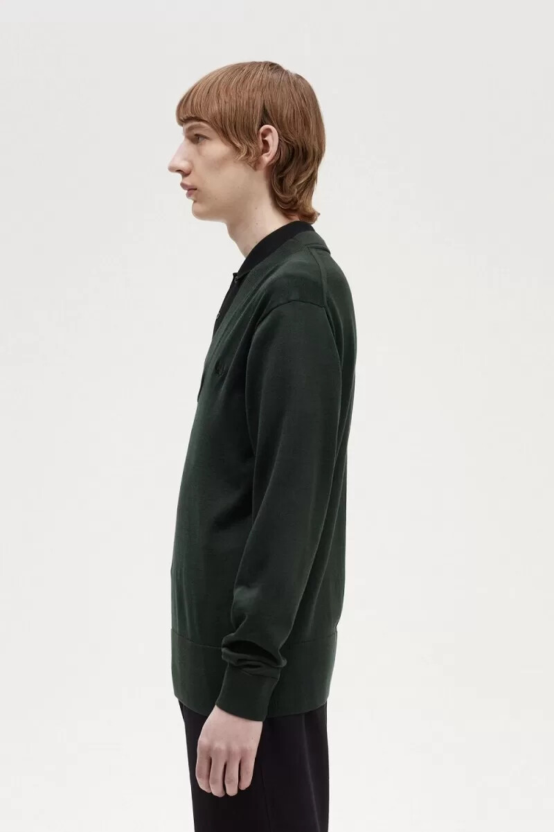 maglione da uomo con scollo a v fred perry verde notte