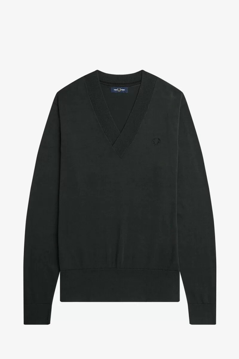 maglione da uomo con scollo a v fred perry verde notte