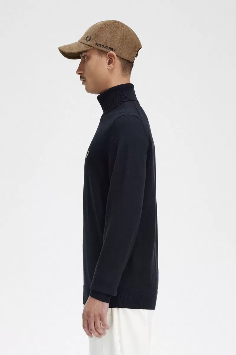 maglione a collo alto da uomo fred perry nero