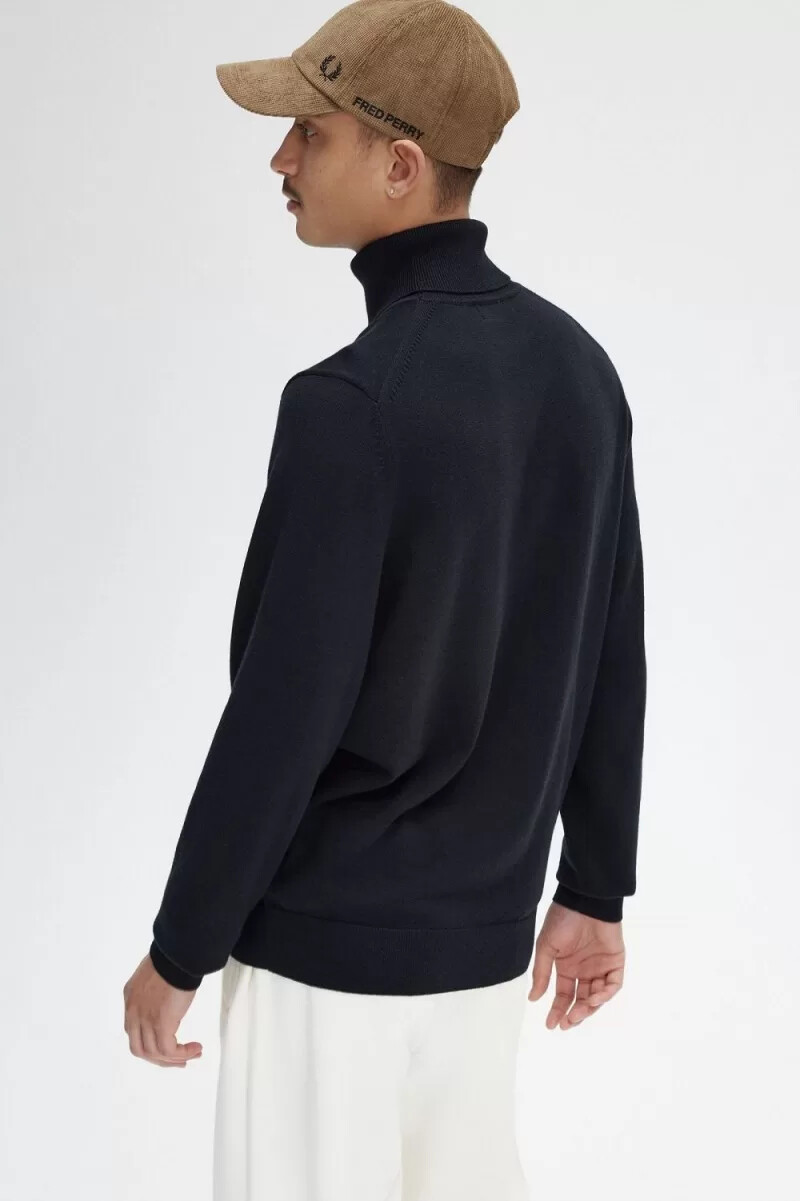 maglione a collo alto da uomo fred perry nero