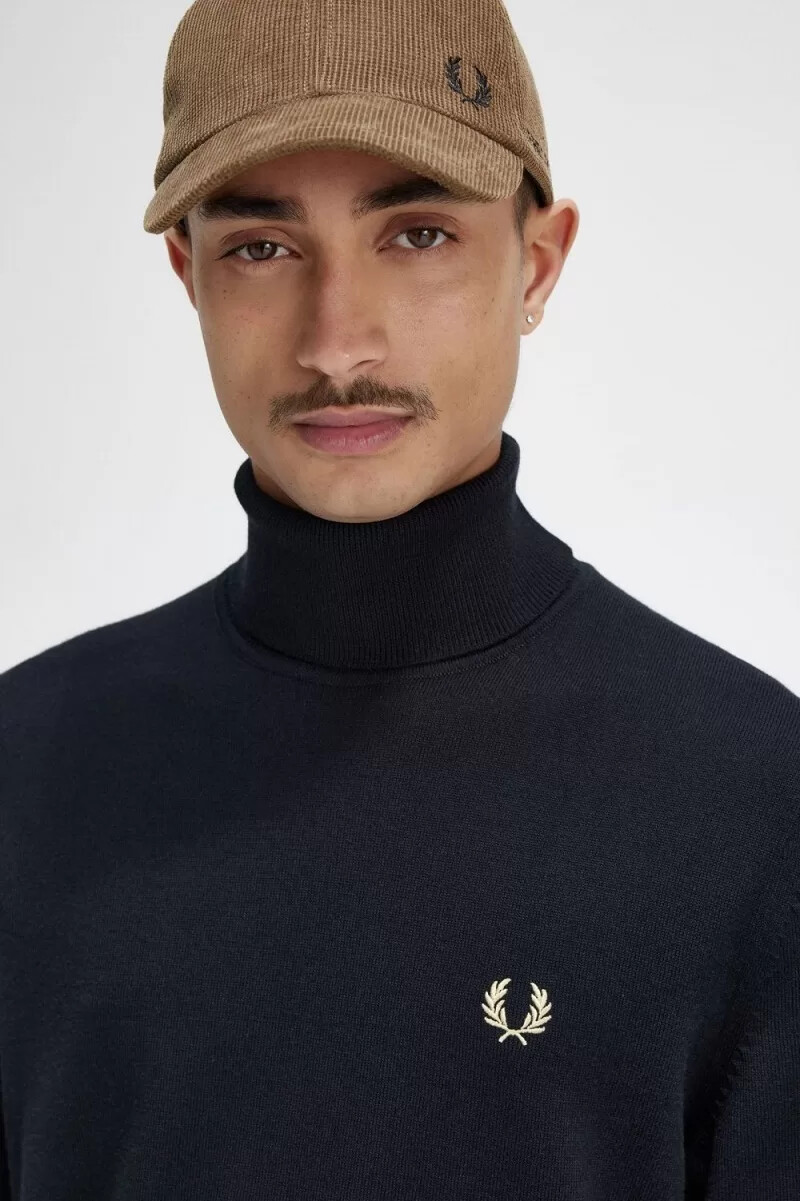 maglione a collo alto da uomo fred perry nero