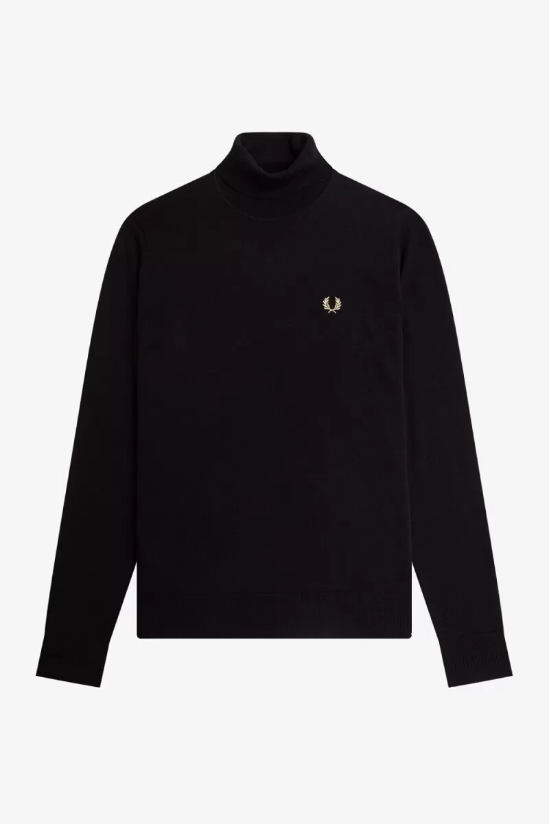 maglione a collo alto da uomo fred perry nero