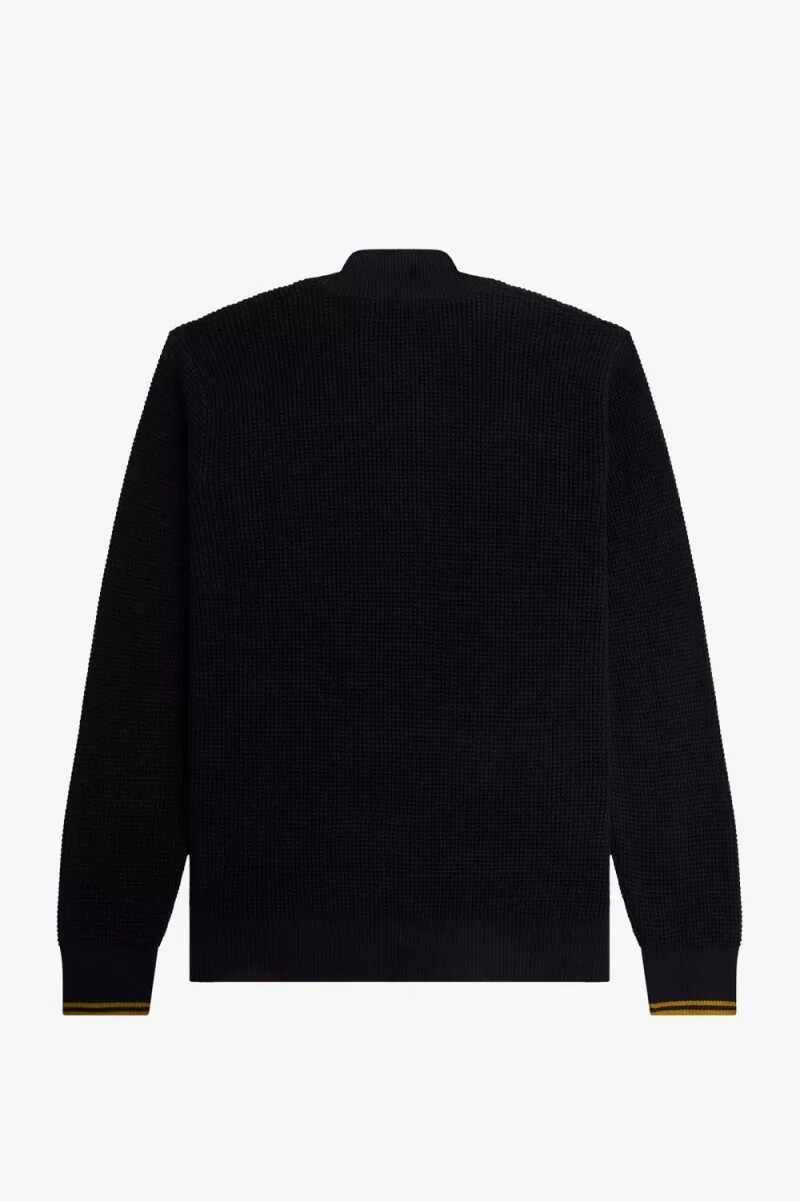 maglione da uomo fred perry waffle stitch half zip blu navy
