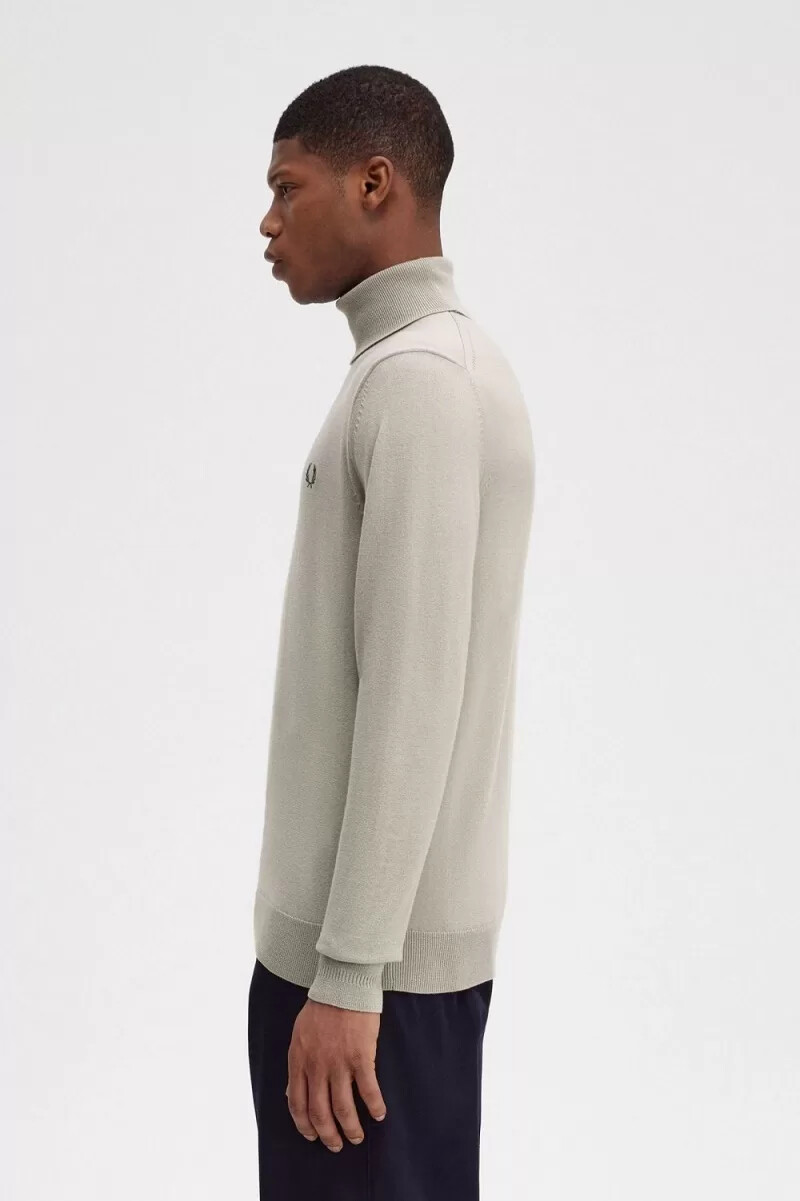 maglione a collo alto da uomo fred perry color avena scuro