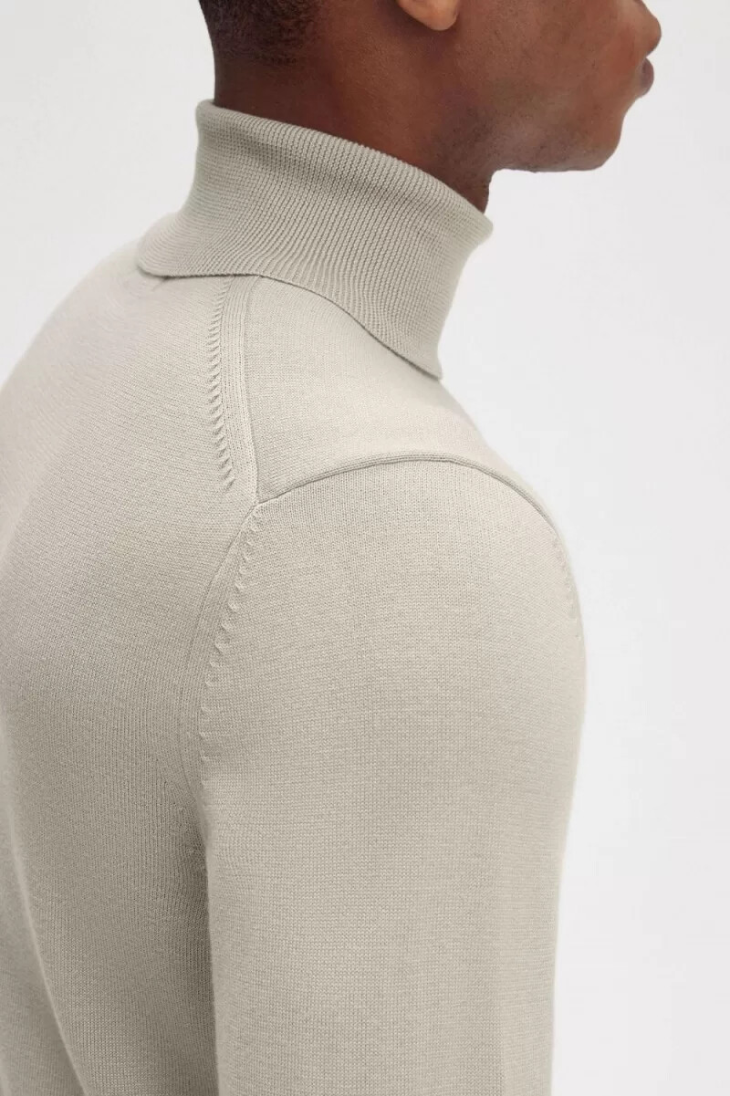 maglione a collo alto da uomo fred perry color avena scuro
