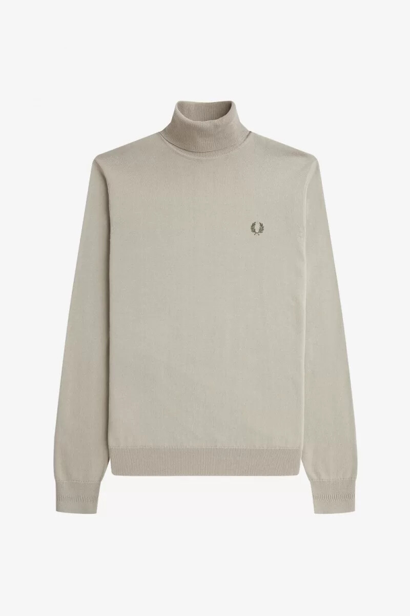 maglione a collo alto da uomo fred perry color avena scuro