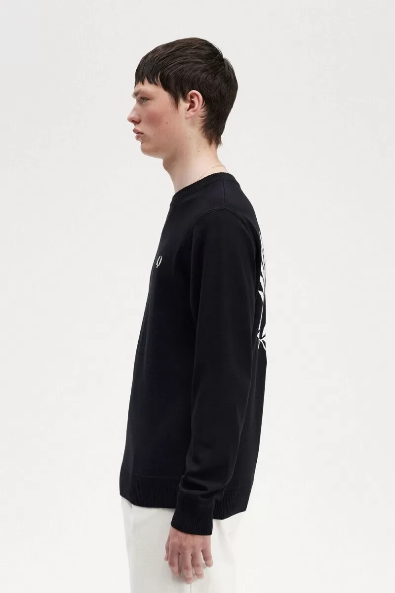 maglione da uomo fred perry graphic laurel wreath nero