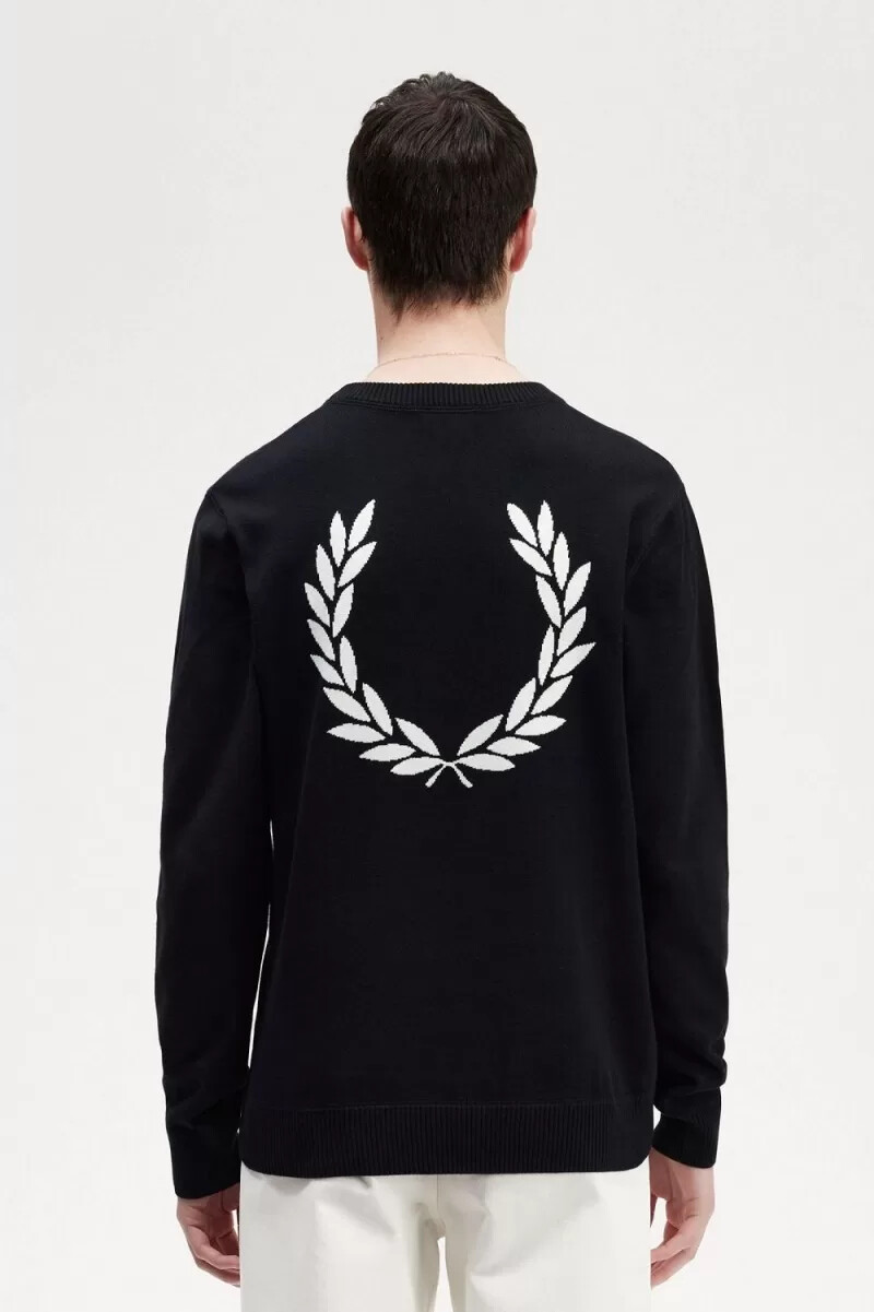 maglione da uomo fred perry graphic laurel wreath nero