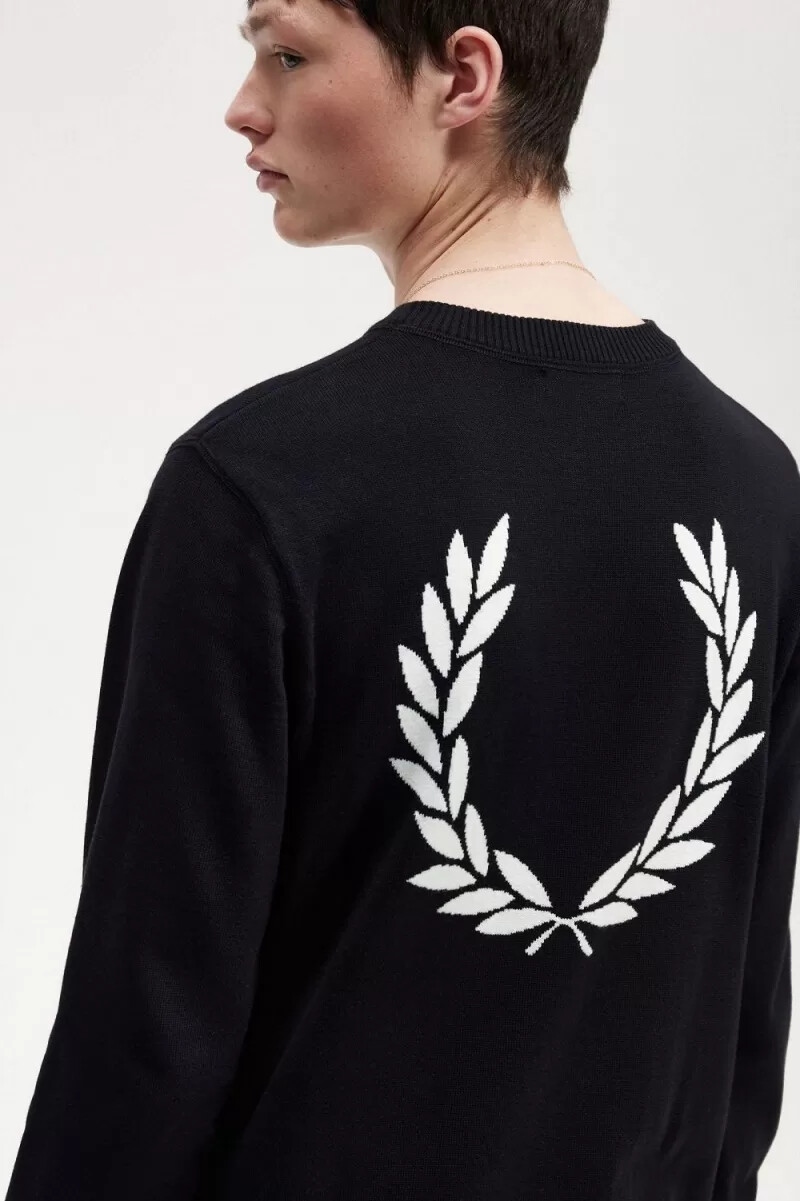 maglione da uomo fred perry graphic laurel wreath nero