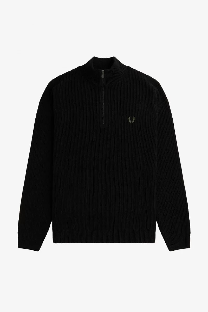 maglione da uomo fred perry textured half zip nero
