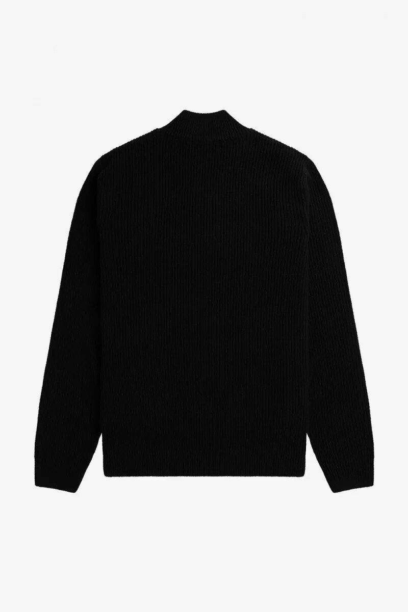 maglione da uomo fred perry textured half zip nero