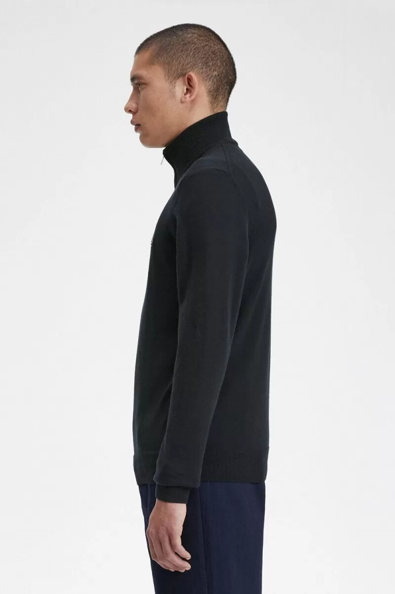 maglione da uomo fred perry classic half zip nero