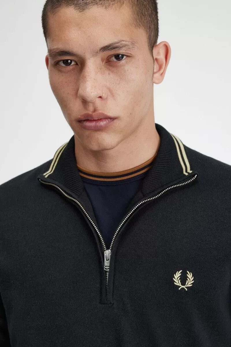 maglione da uomo fred perry classic half zip nero