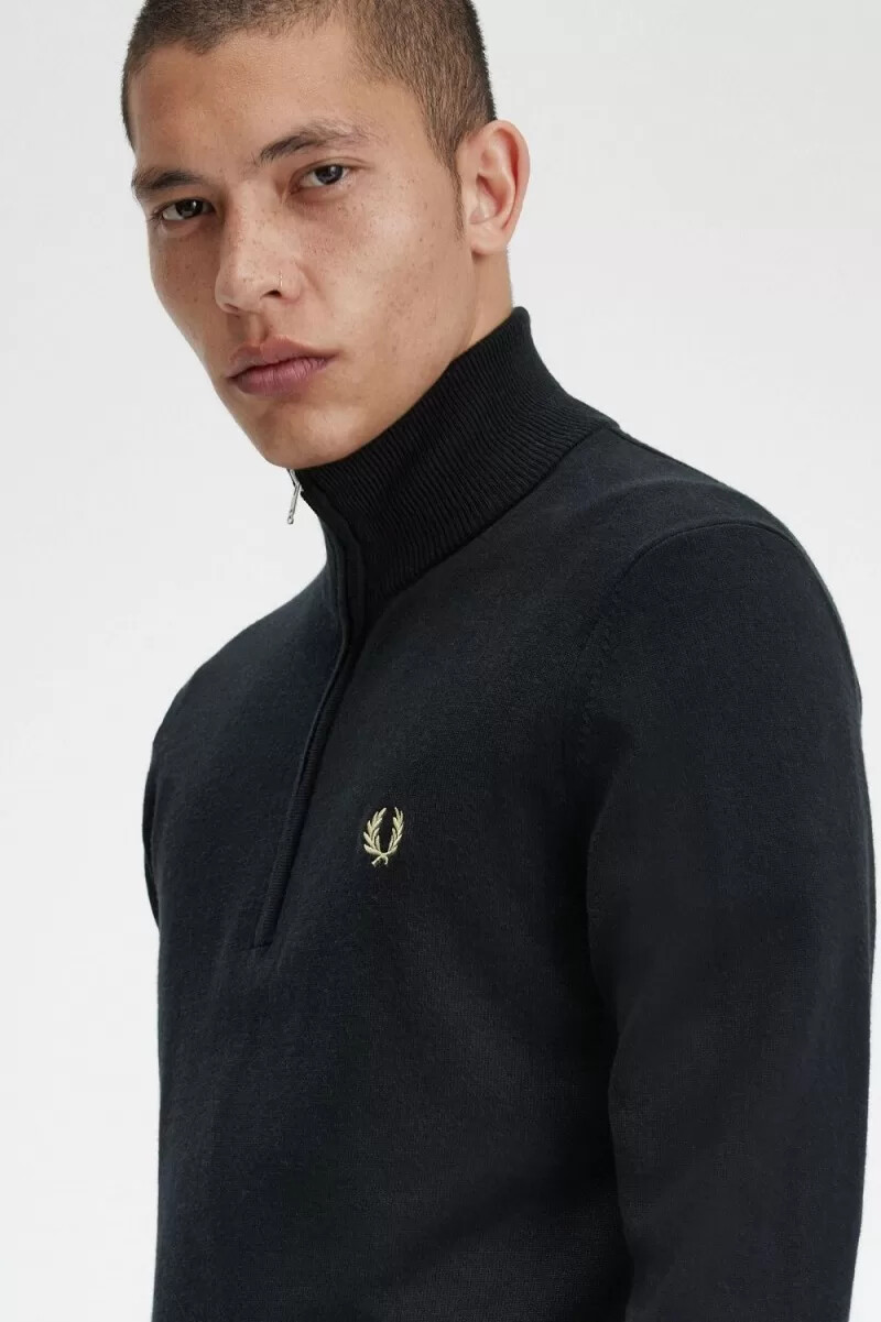 maglione da uomo fred perry classic half zip nero